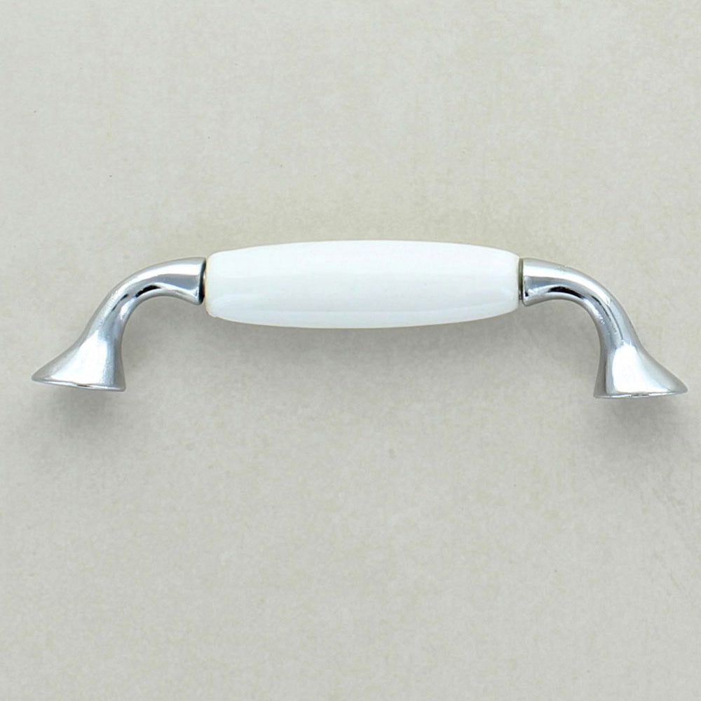 Quiet Living Selection Handcrafted and Hand-Painted Ceramic Pull Handle with Chrome
