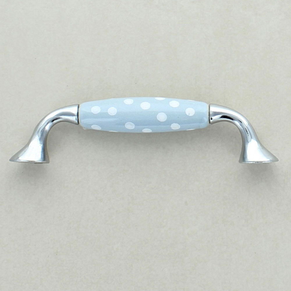 Quiet Living Selection Handcrafted and Hand-Painted Ceramic Pull Handle with Chrome