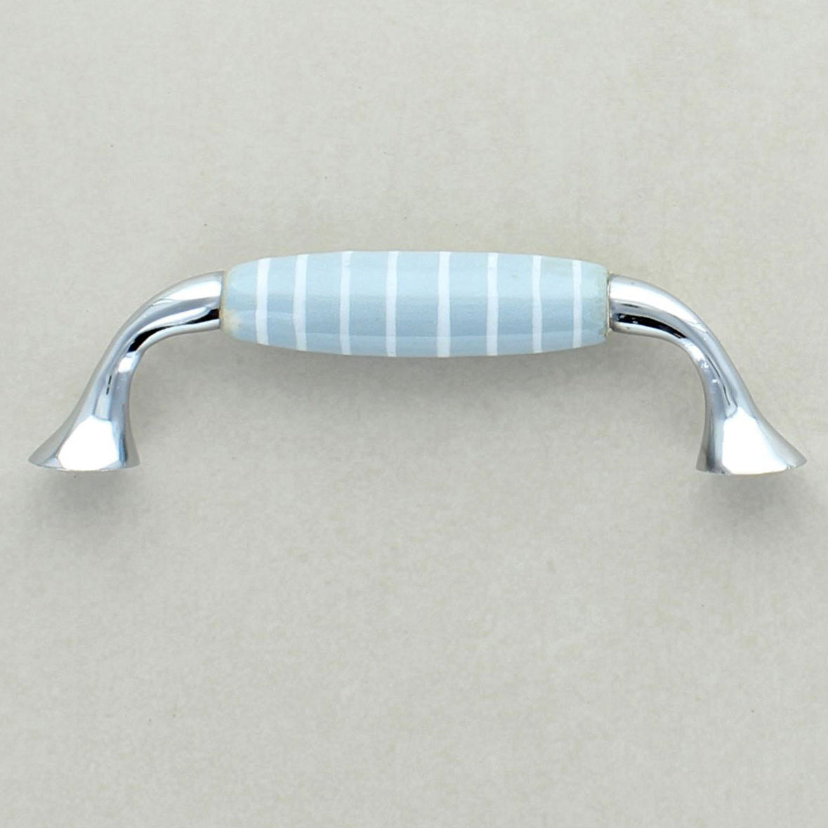 Quiet Living Selection Handcrafted and Hand-Painted Ceramic Pull Handle with Chrome