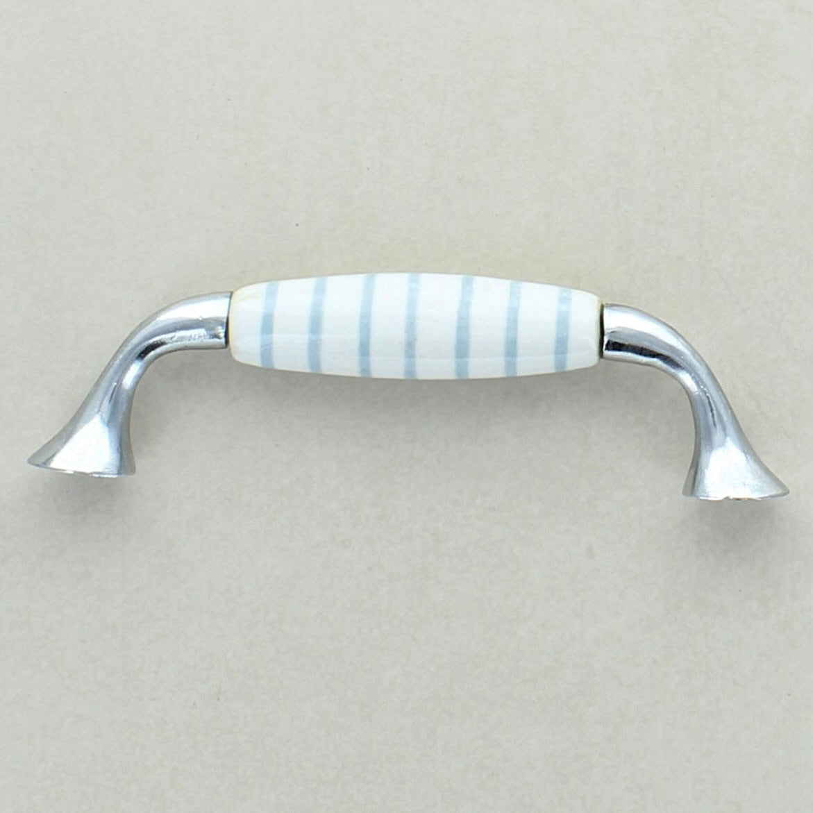 Quiet Living Selection Handcrafted and Hand-Painted Ceramic Pull Handle with Chrome