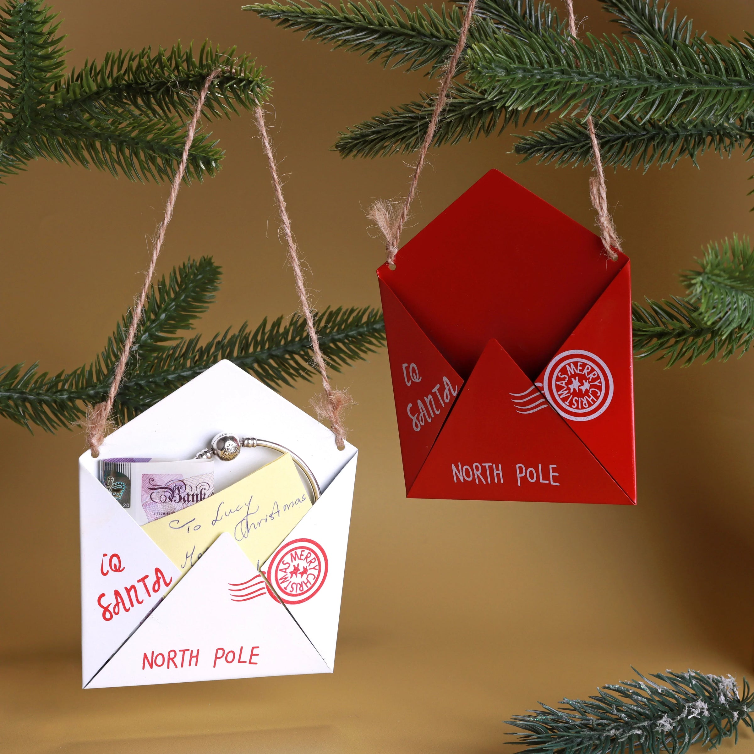 Magical Santa Letter Envelope Christmas Tree Hanging Decoration — close-up view, G Decor