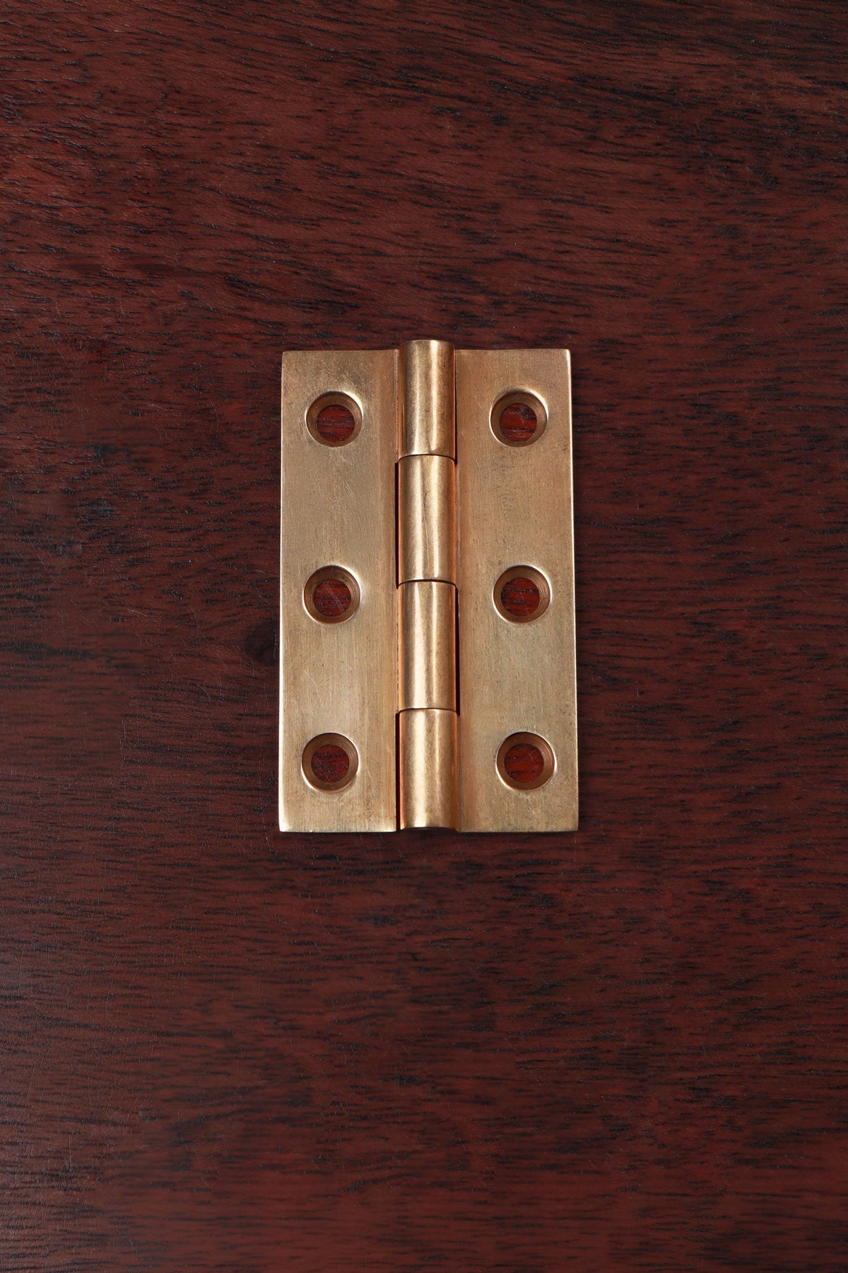 Aged brass cupboard butt hinge, 2 inch, solid brass leaves