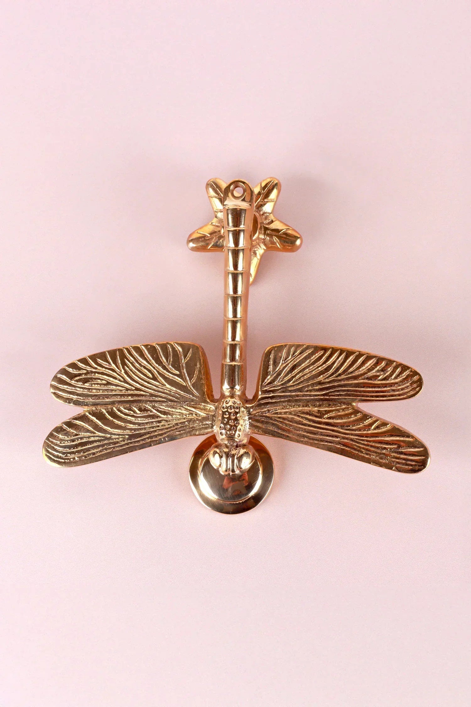 Dragonfly Polished Brass Door Knocker — alternate view, G Decor