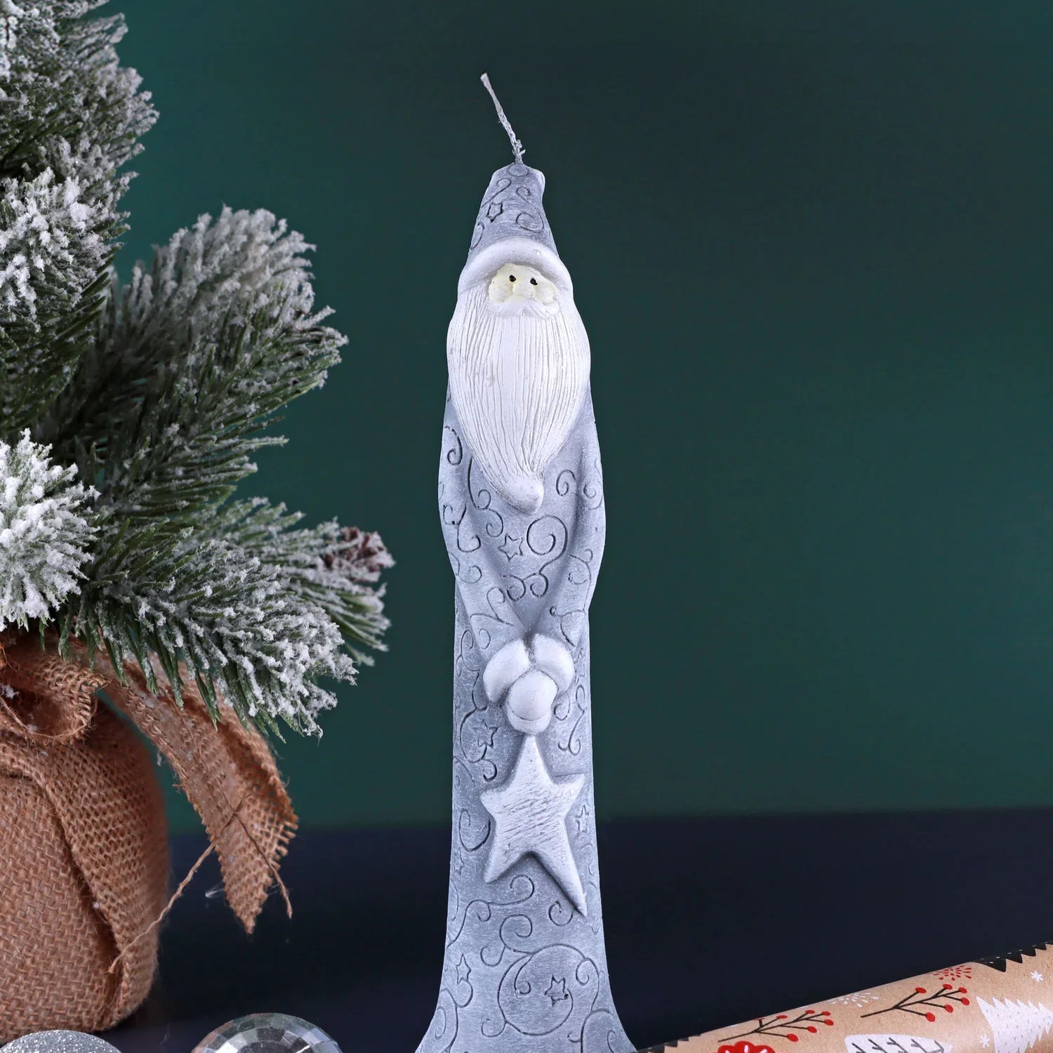 Fit Santa in Grey Fashion-Forward Cardio King Christmas Candle