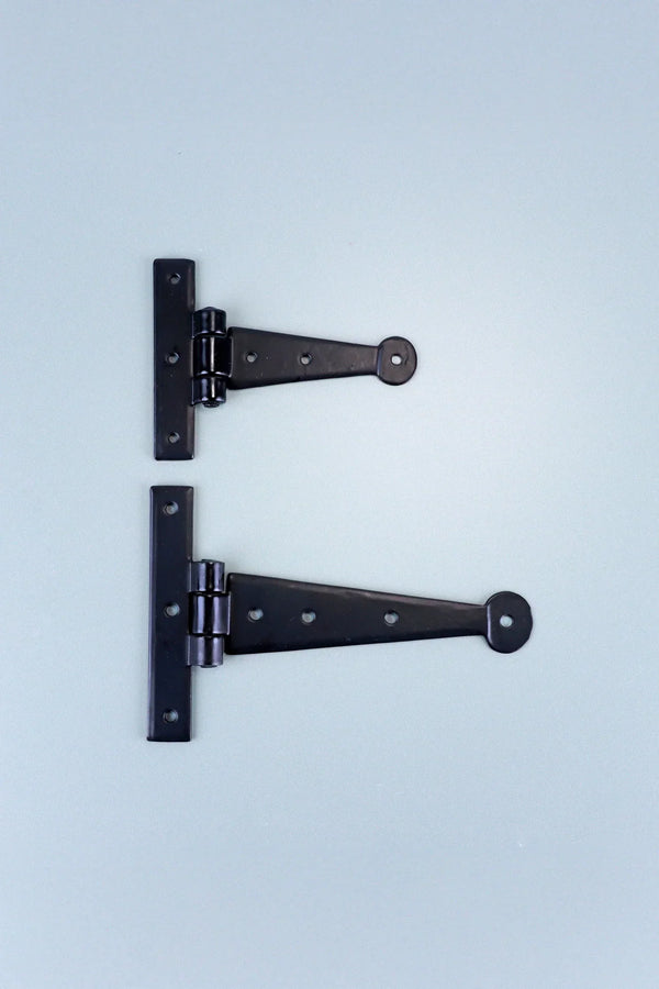 4″ or 6″ Pair of Hand-Forged Coinbase T Hinges in Black Finish