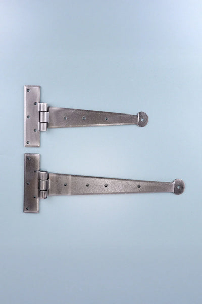 9″ or 12″ Pair of Hand-Forged Coinbase T Hinges in Pewter Finish