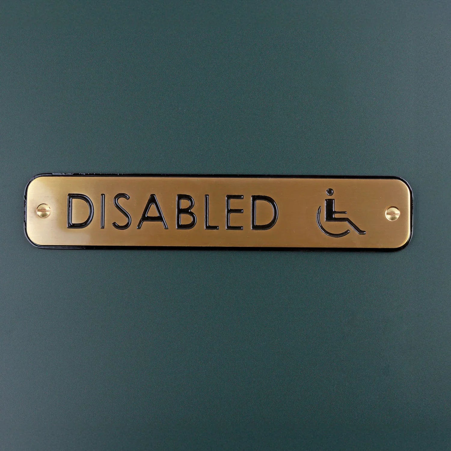 Premium Lacquered Satin Brass Door Sign Engraved Ladies, Gents or Disabled Symbol for Interior or Exterior Display