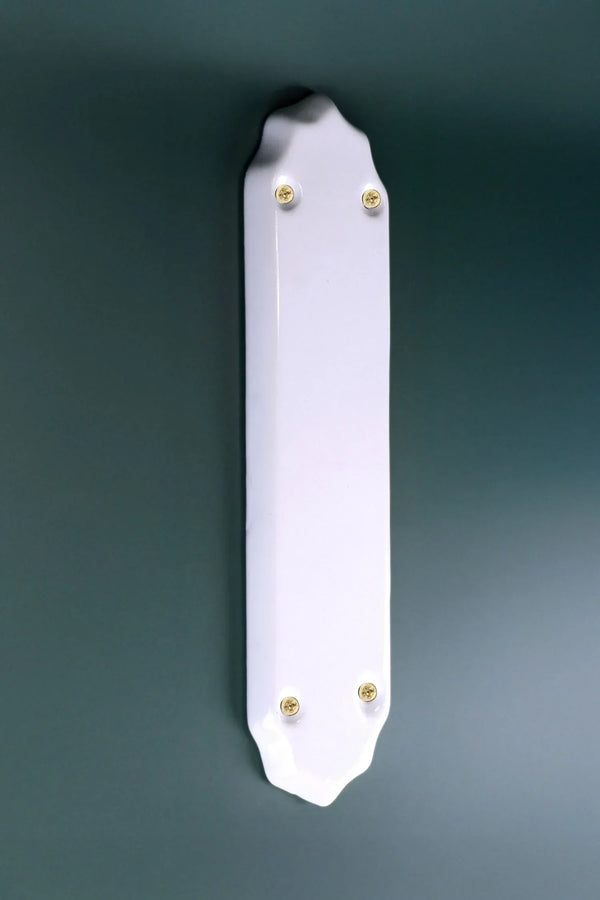 Classic White Ceramic Door Finger Push Plate with Brass Fixings