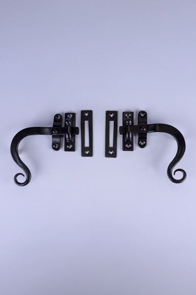 Hand-Forged Monkey Tail Window Fastener in Black Finish