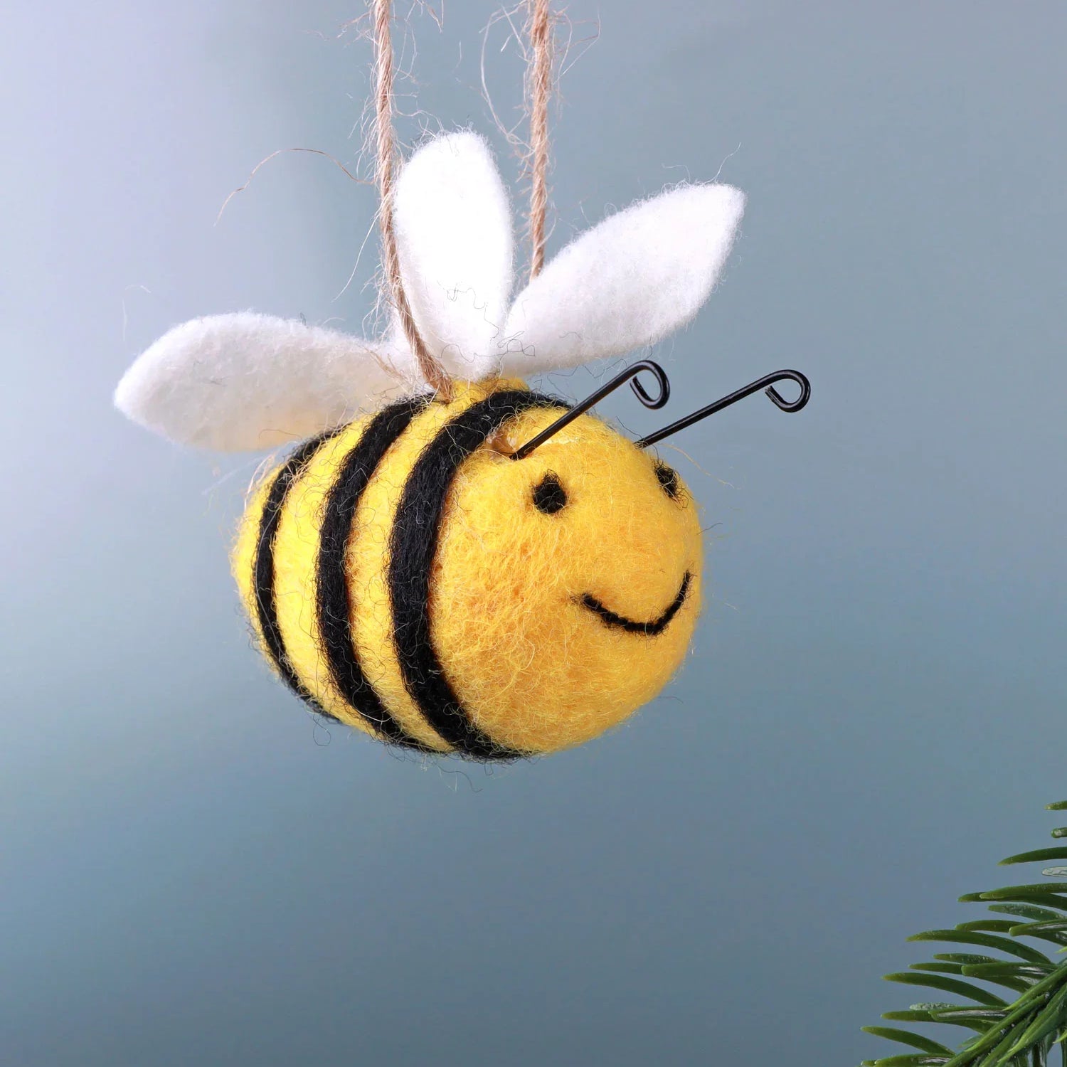 Handcrafted Queen Buzzy Bee Happy Felt Bee Christmas Tree Ornament & Decoration