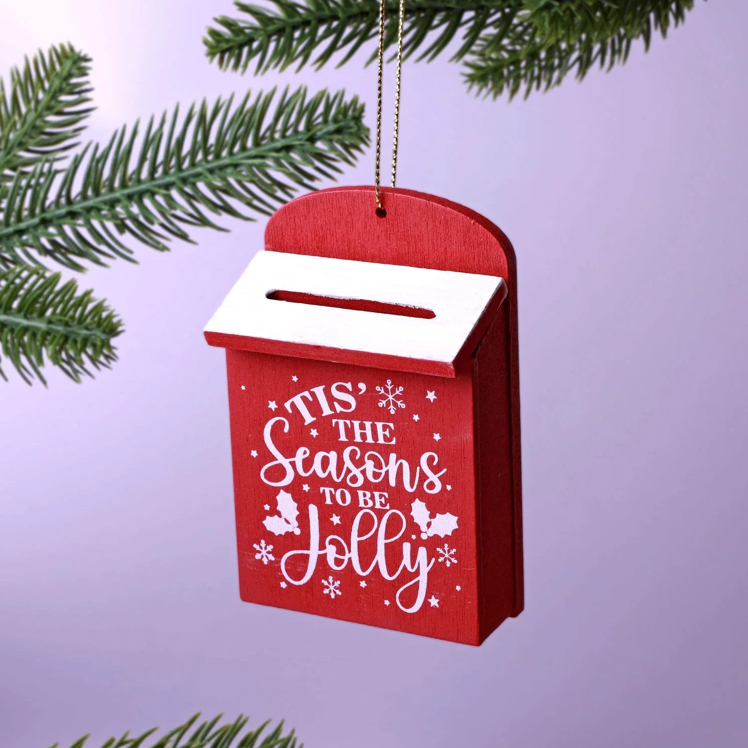 Tis the Season Wooden Post Box Christmas Secret Note & Gift Holder, Sustainable Handcrafted Festive Tree Decoration