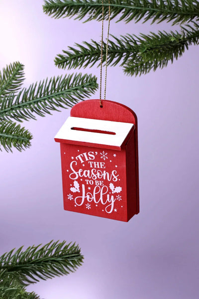Wooden Post Box Christmas Secret Note and Gift Holder Tree Decoration