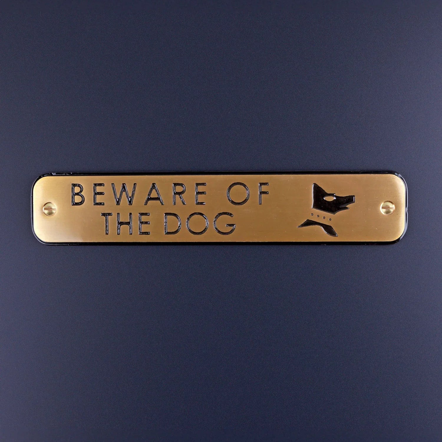 Premium Lacquered Polished Brass Door Sign Engraved Beware of the Dog or Mailbox Plaque for Indoor or Outdoor Display