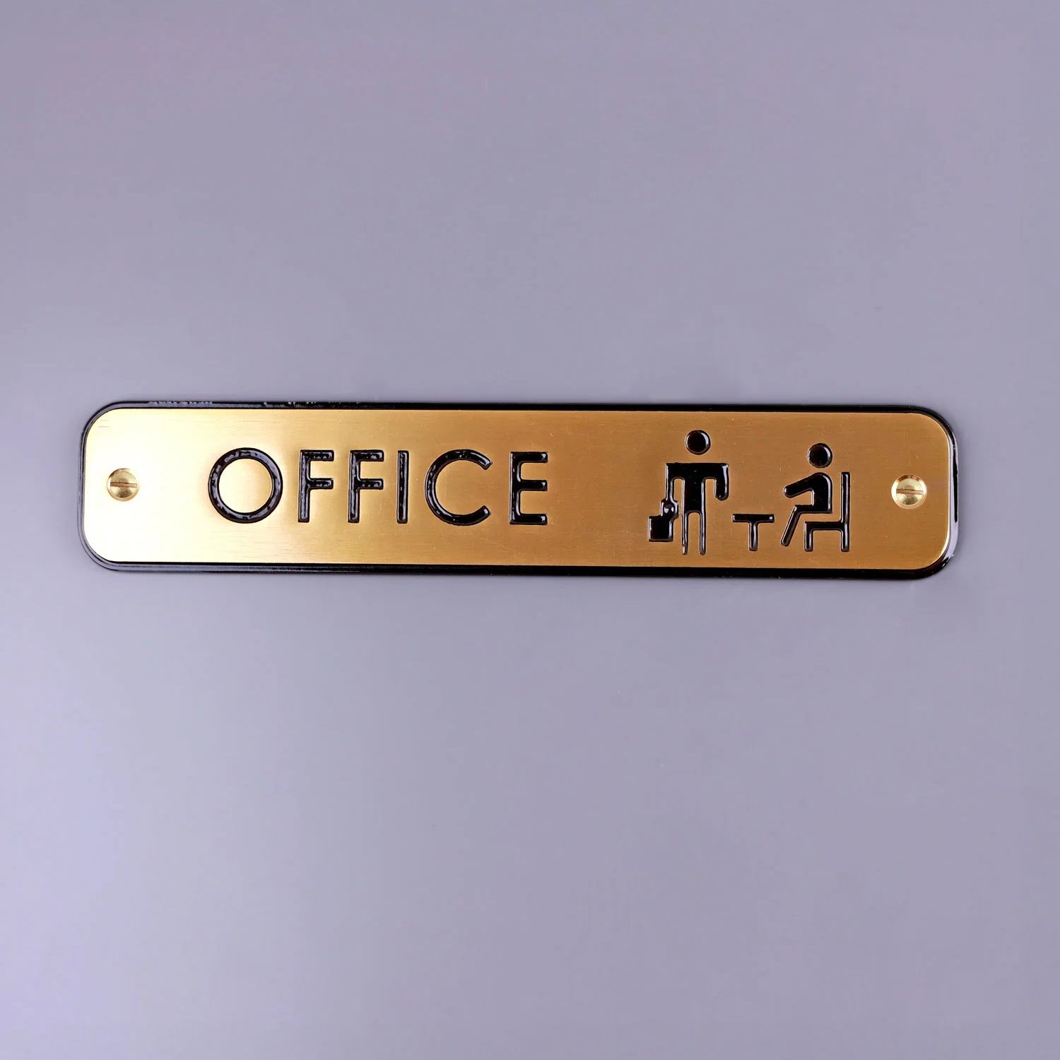 Premium Lacquered Polished Brass Door Sign Engraved Push, Pull, Exit, or Office Plaque for Indoor or Outdoor Display