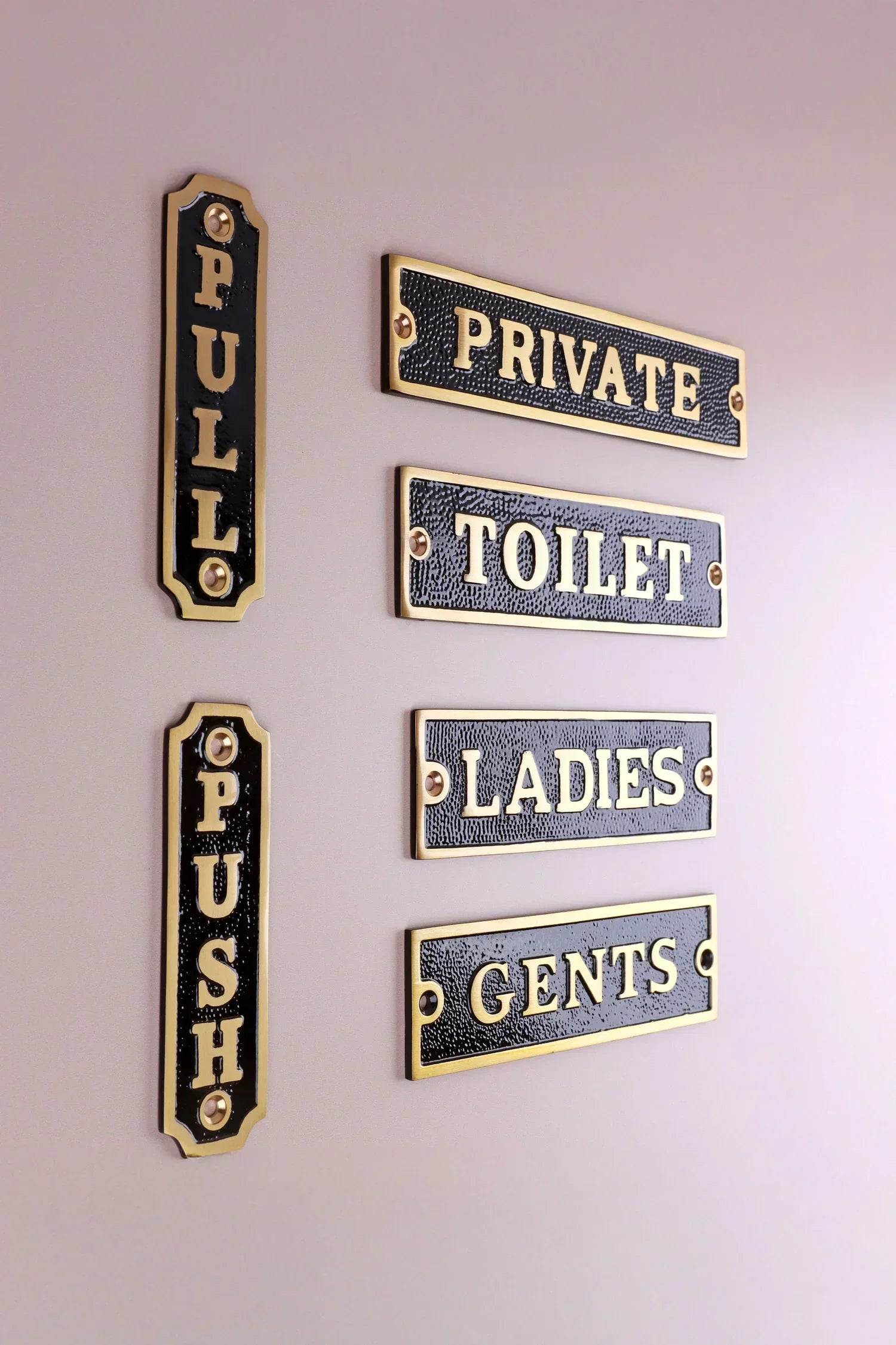 British Pub Black and Brass Raised-Letter Door Sign — alternate view, G Decor