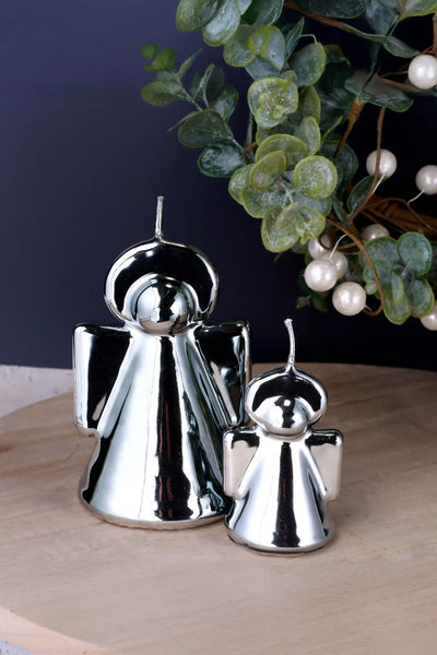Mirror Glass Silver Angel Sculptural Candle