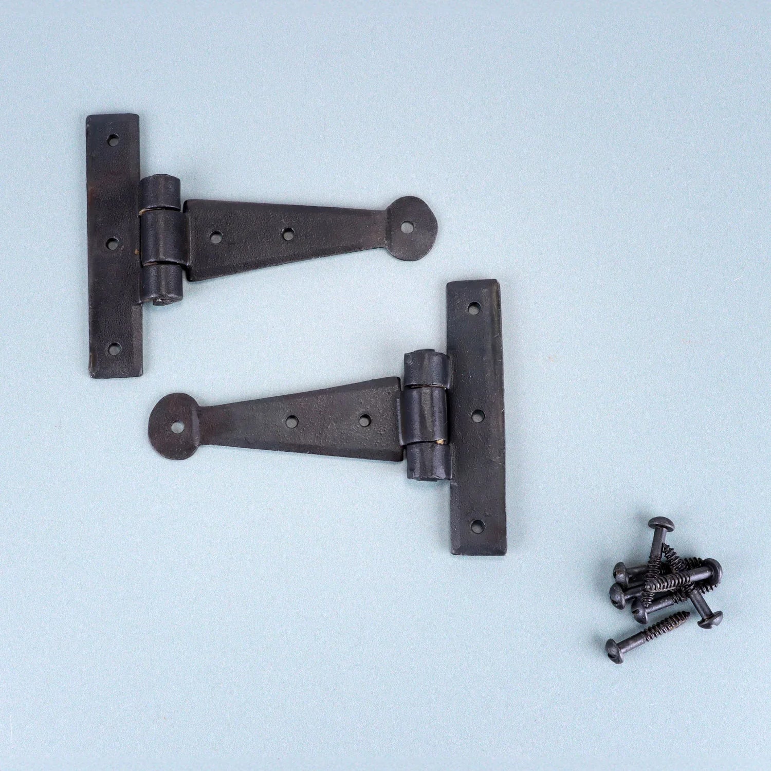 Pair of 4″ or 9″ Hand Forged Coinbase T Hinges Beeswax Finish