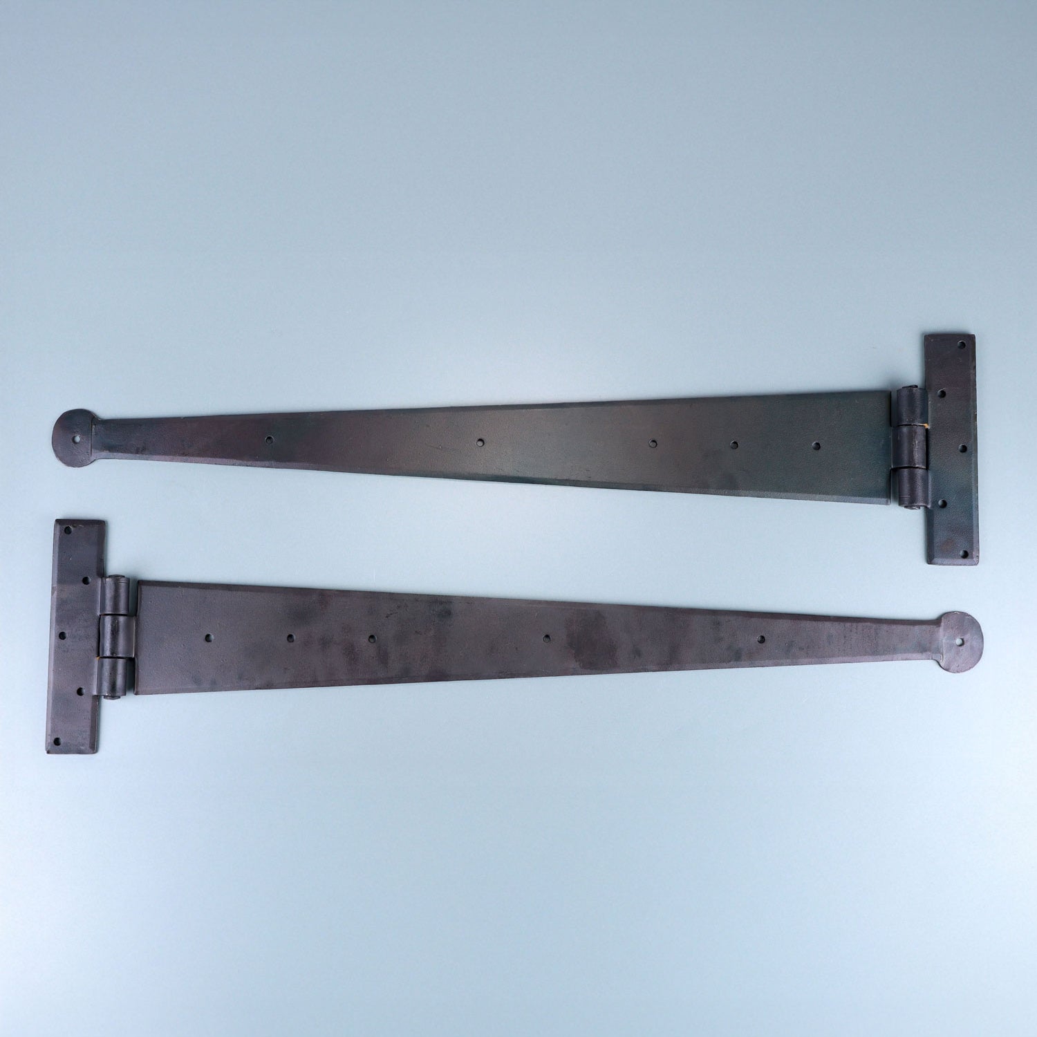 Pair of 24″ Hand Forged Coinbase T Hinges Beeswax Finish