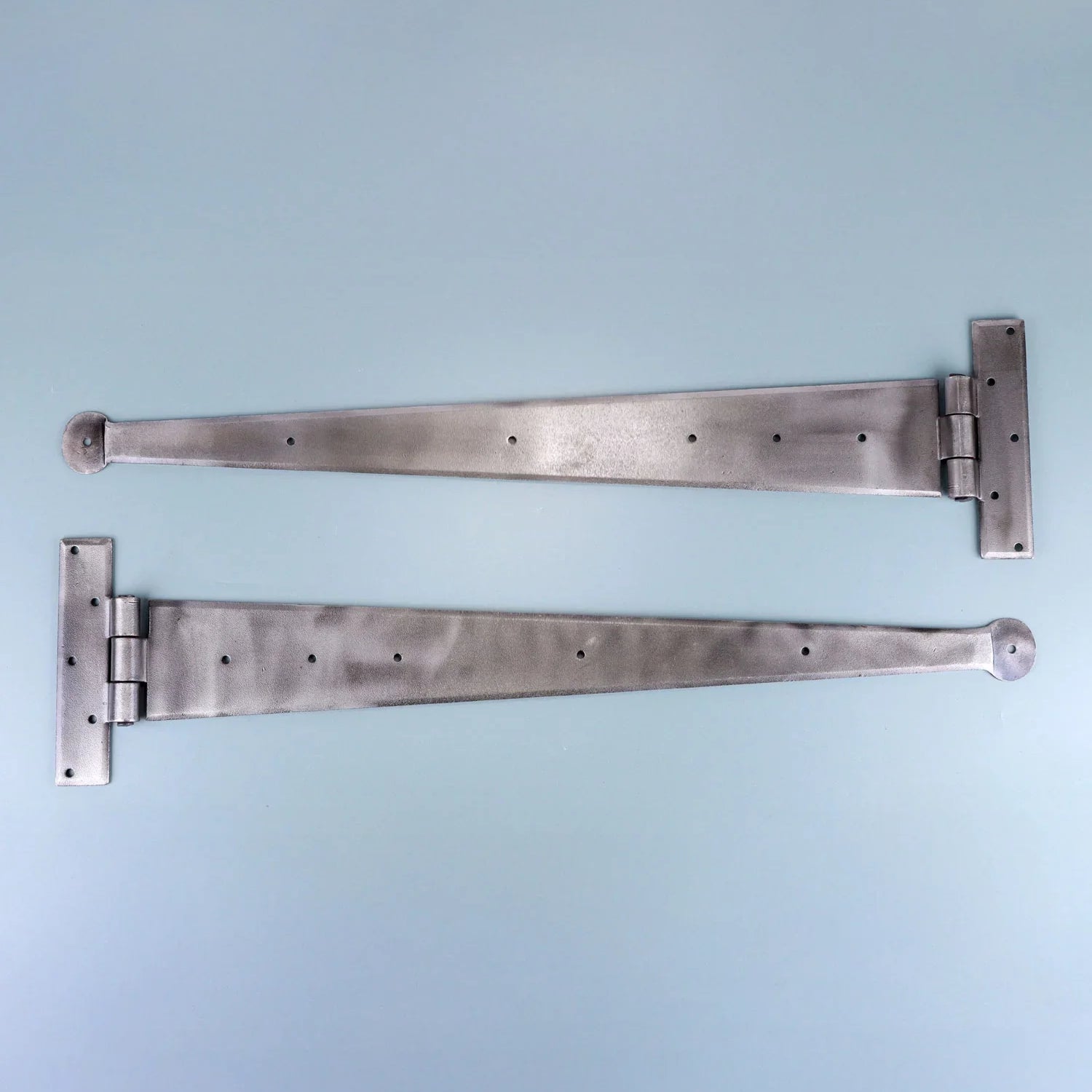 Pair of 24″ Hand Forged Coinbase T Hinges Pewter Finish