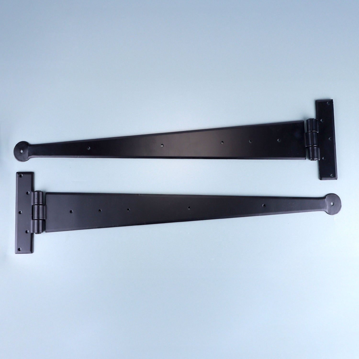 Pair of 24″ Hand Forged Coinbase T Hinges Traditional Black Finish