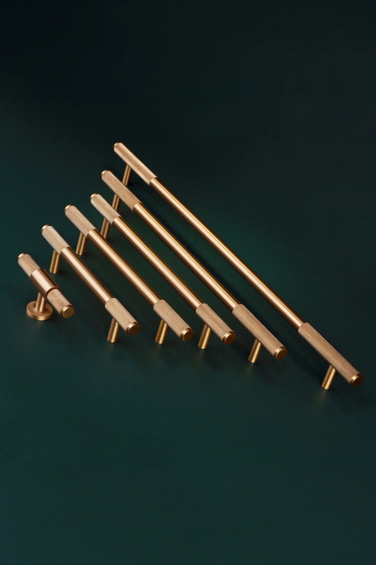 Mayfair Knurled Brass Bar Pull, Satin Brass — lifestyle view, G Decor