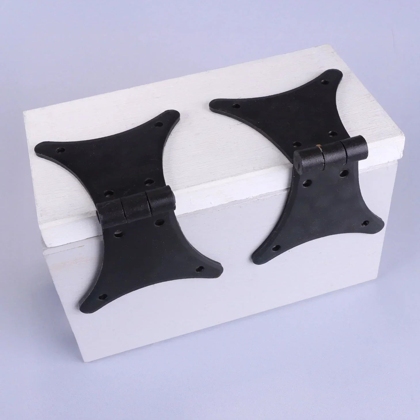 Set of 2 Beeswax Finish Butterfly Hinges Hand Forged Iron Decorative Hinges for Cabinets, Cupboards & Chests