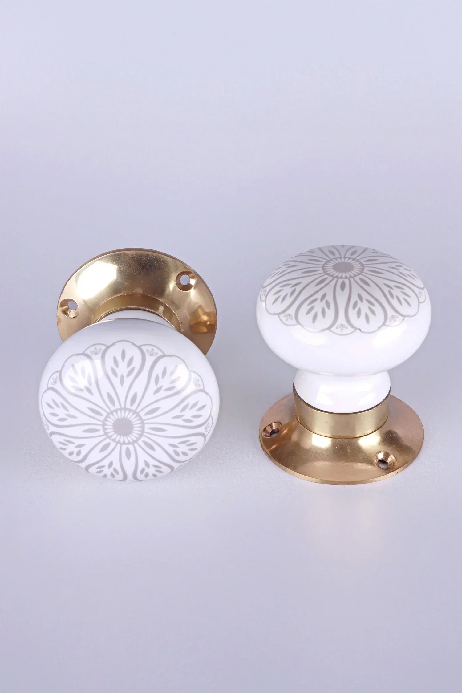 Success Porcelain Mortice Door Knobs with Brass Base — view 5, G Decor