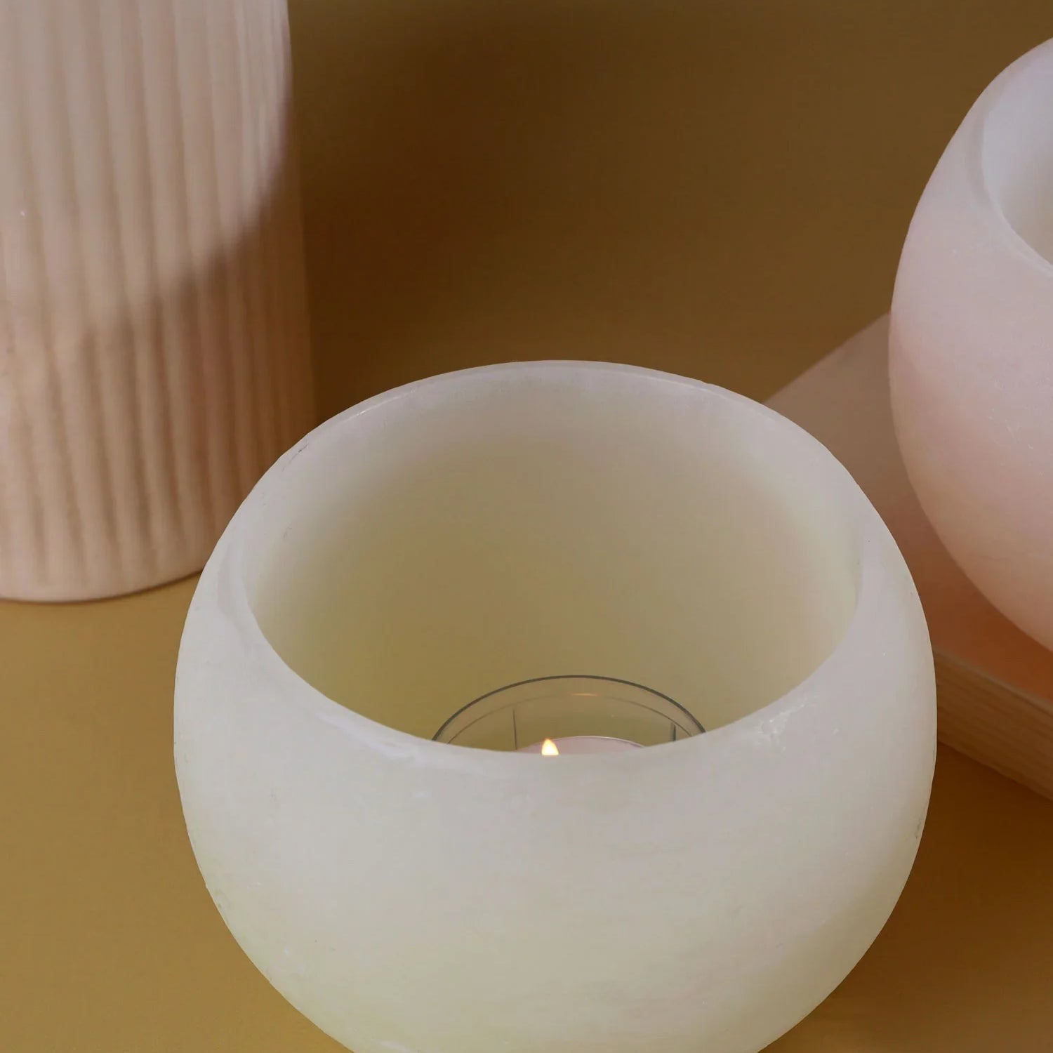 Pastelle Wax Tealight Holder Lantern Soft Blush Glow Shell with Replaceable Tealight
