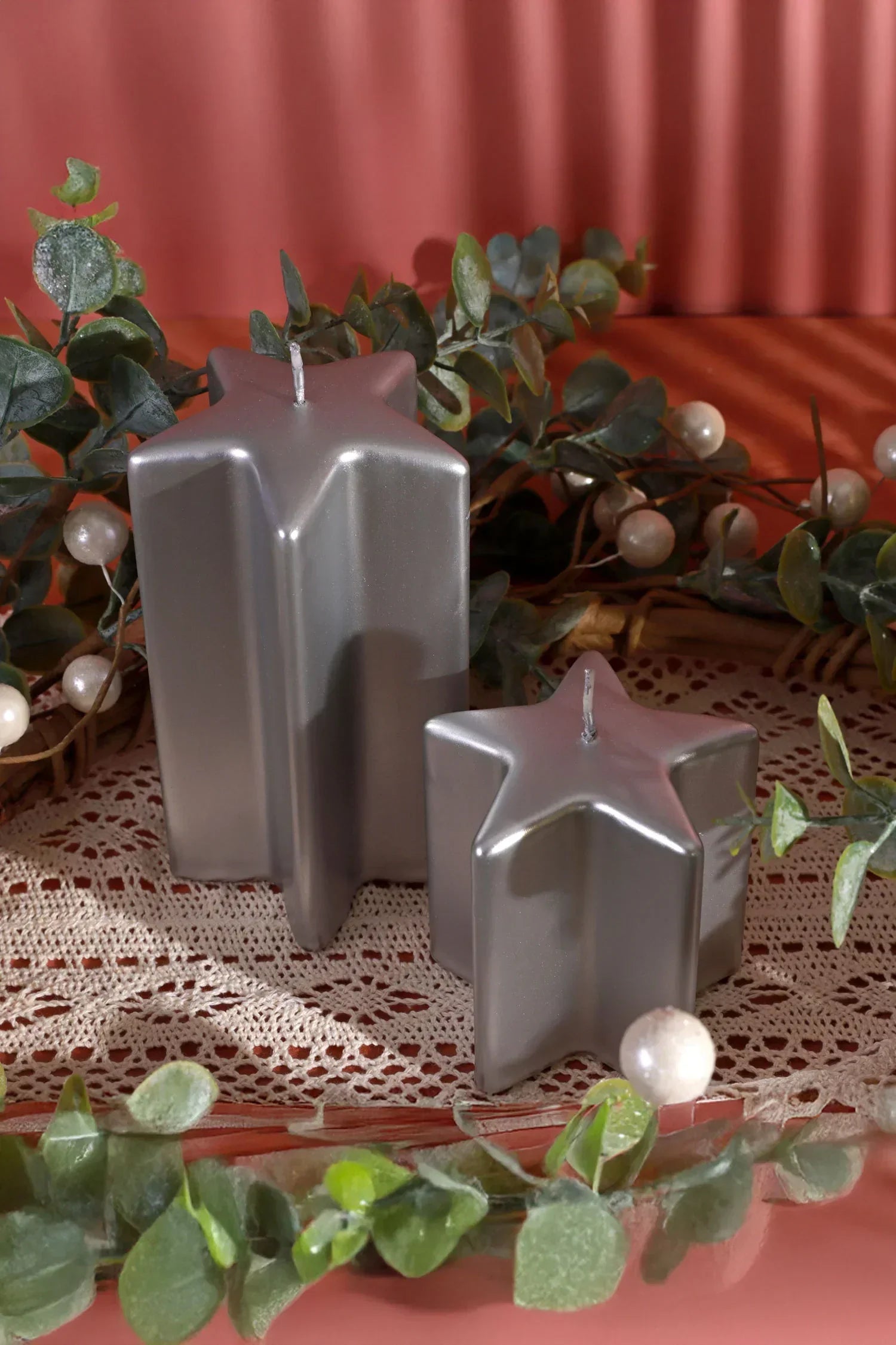 Twinkle Star Silver Decorative Centrepiece Candle — G Decor