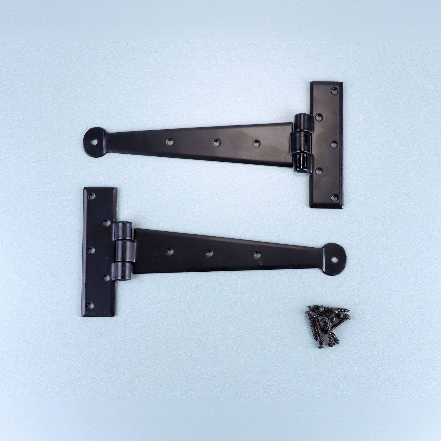 Pair of 9″, 12″ or 24″ Traditional Black Hand Forged Conbase T Hinges