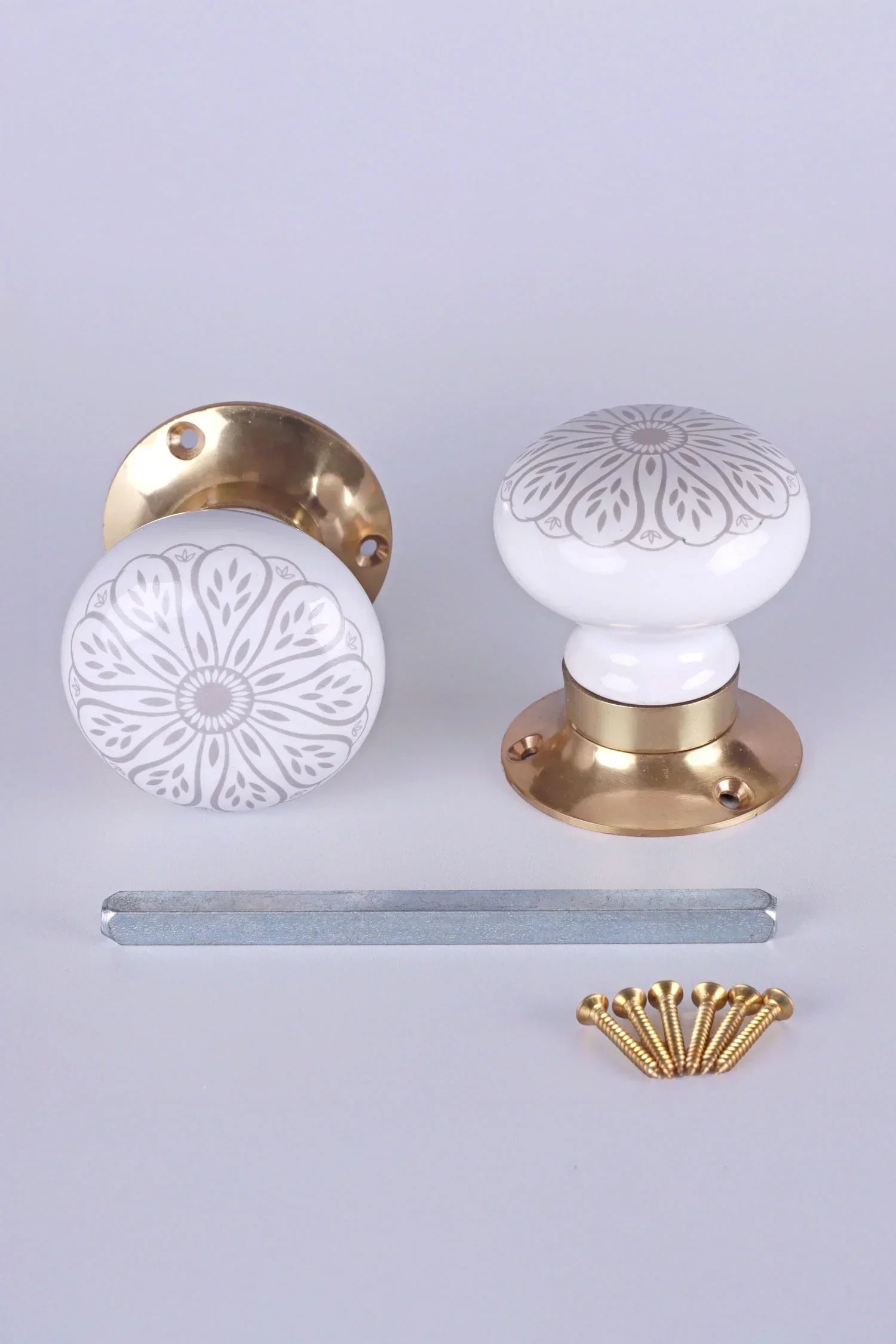 Success Porcelain Mortice Door Knobs with Brass Base — lifestyle view, G Decor