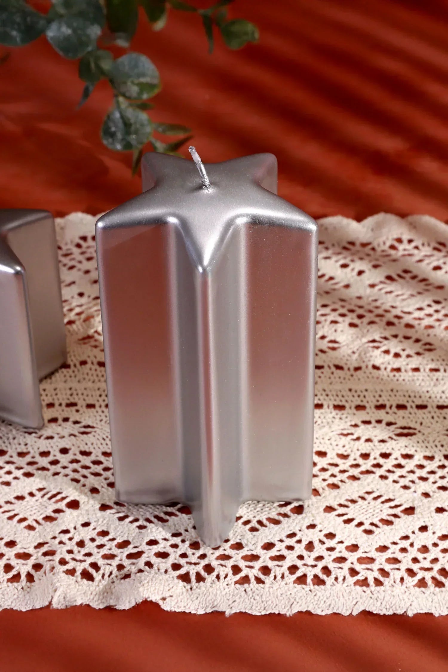Twinkle Star Silver Decorative Centrepiece Candle — lifestyle view, G Decor