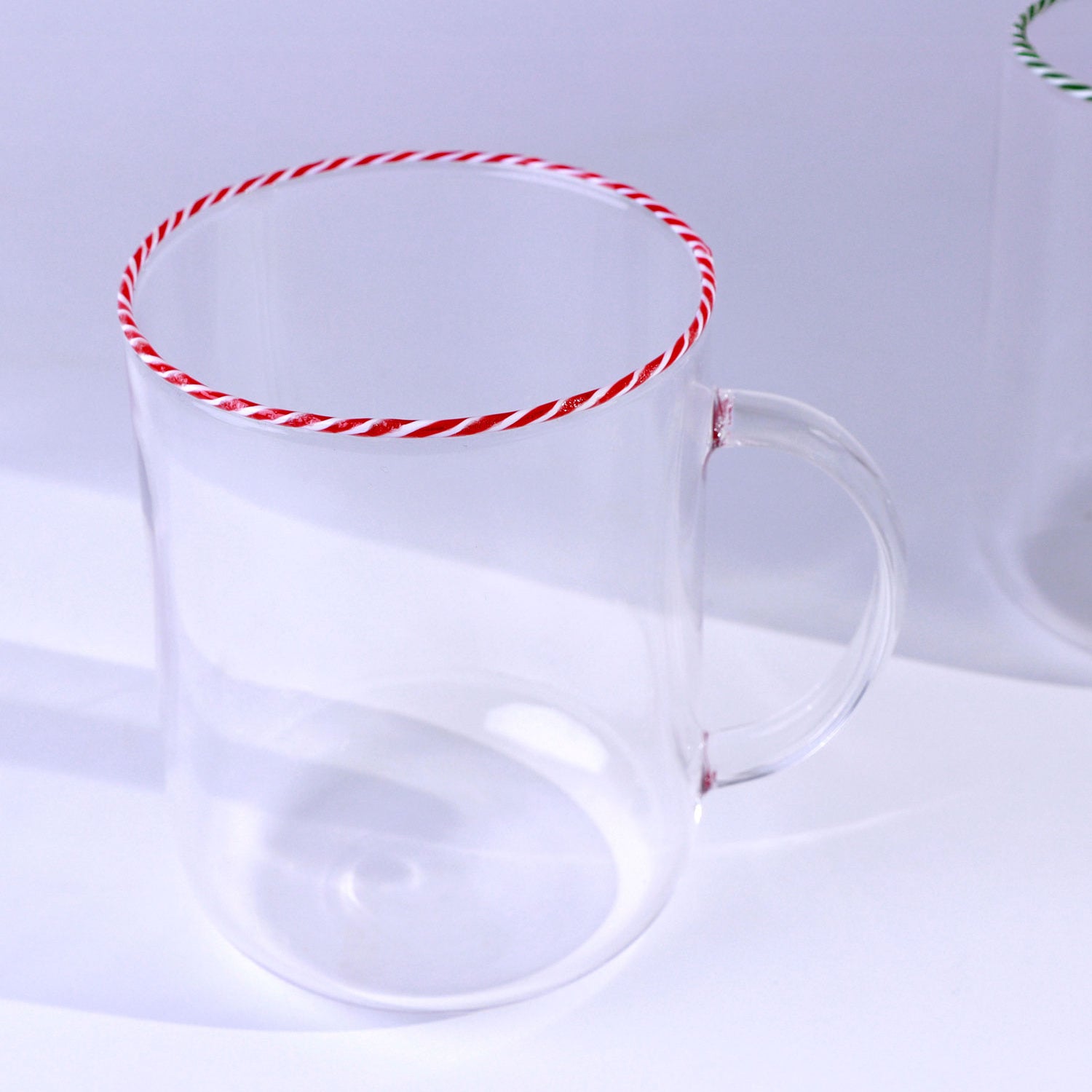 The Twist Rim Handcrafted Glassware Collection Tea Cups & Coffee Mugs in Red, Blue and Green