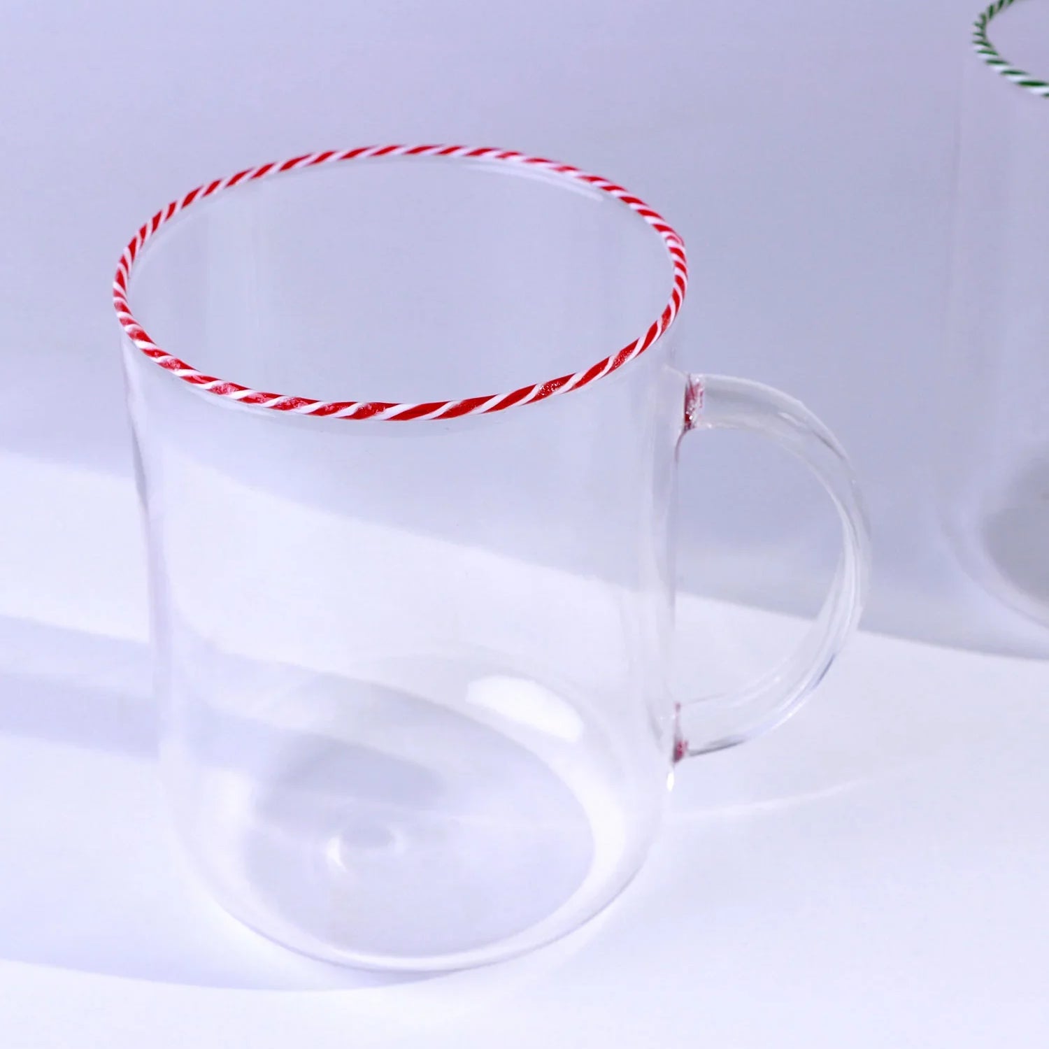 The Twist Rim Handcrafted Glassware Collection Tea Cups & Coffee Mugs in Red, Blue and Green