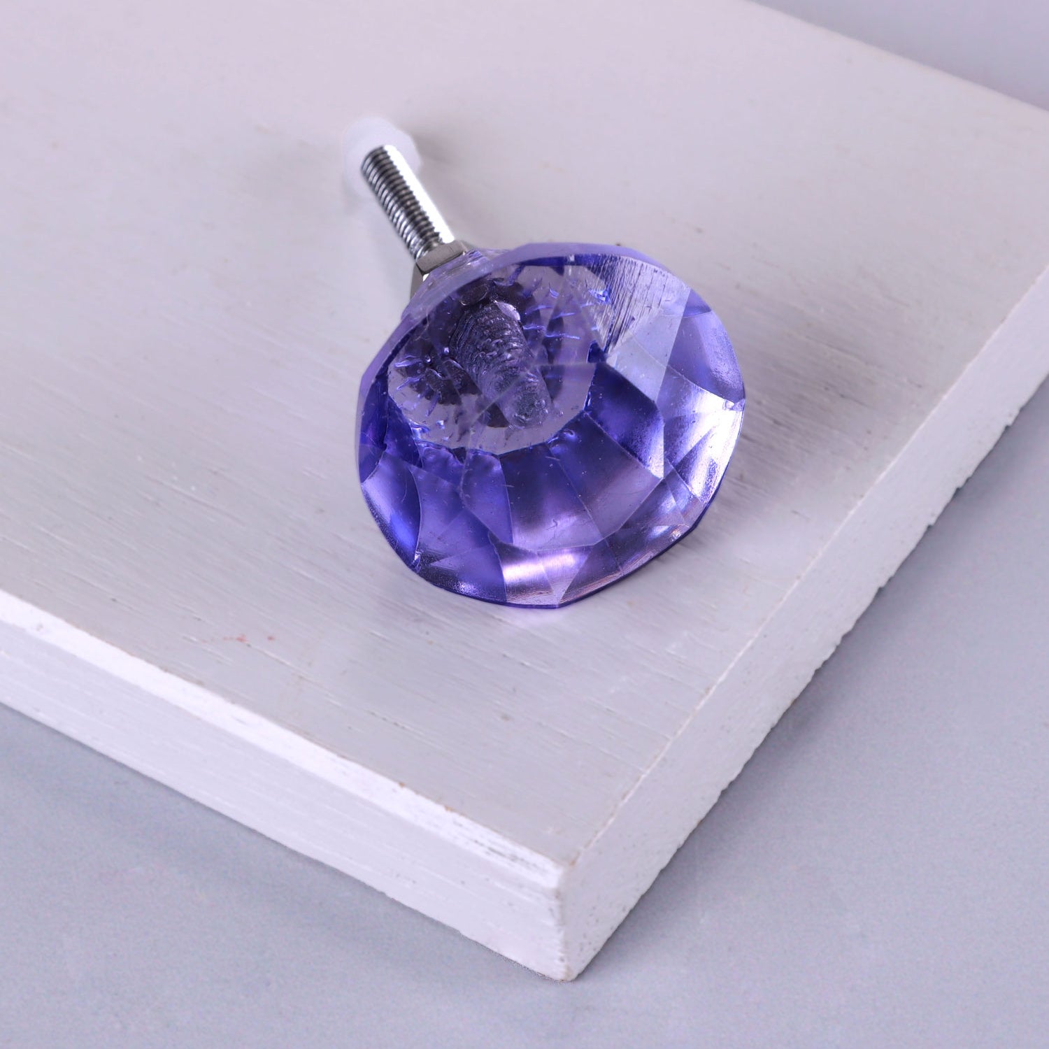Crystal Purple Handcrafted Coloured Faceted Glass Cupboard Door Knob Handle (32mm)
