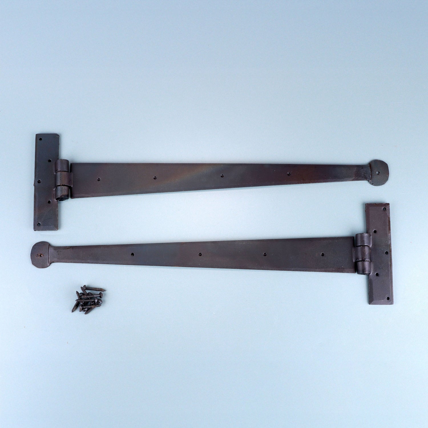 Pair of 9″, 12″ or 24″ Hand Forged Conbase T Hinges Beeswax Finish