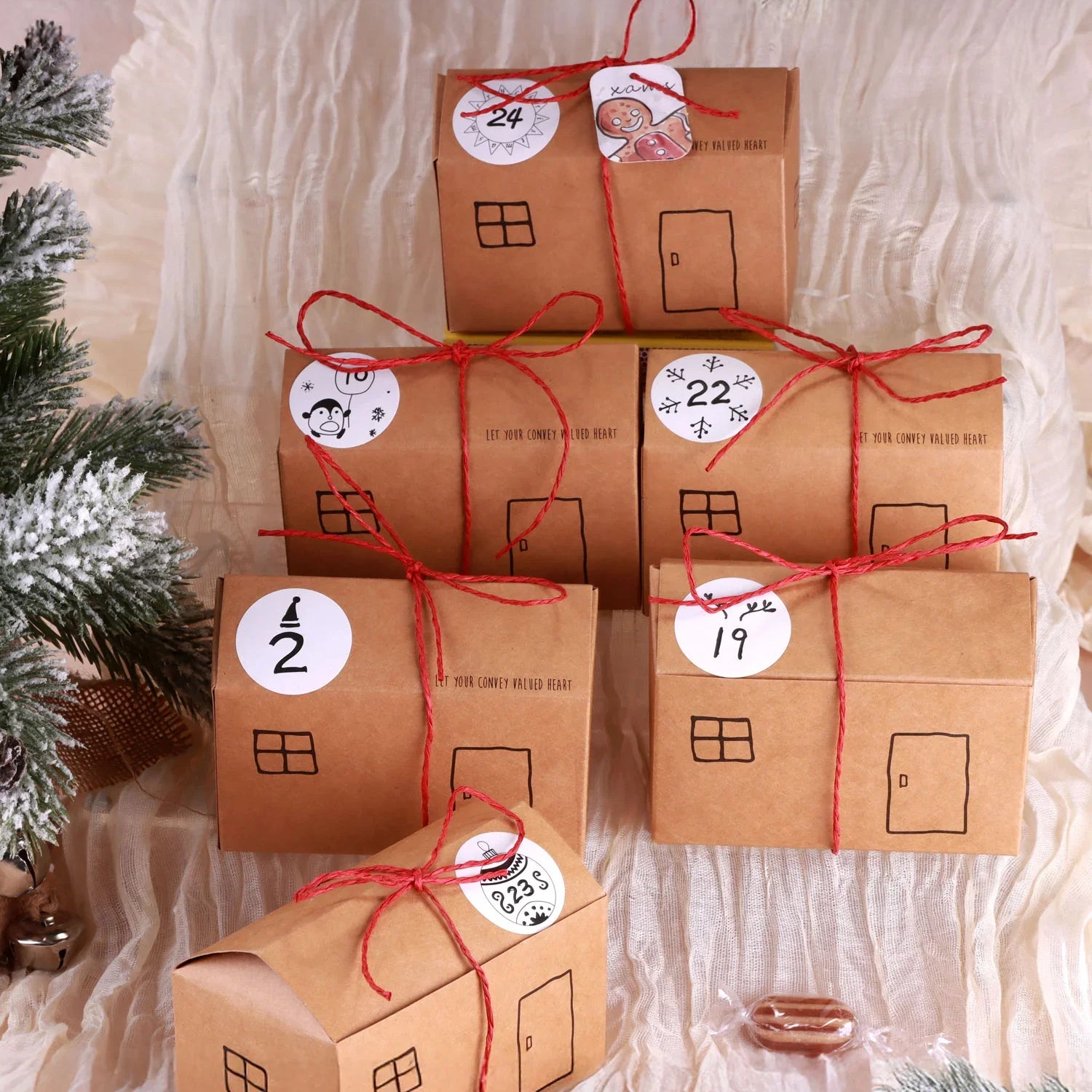 24 Eco Christmas Town Cottages Advent Calendar DIY Countdown Gift Box Set
