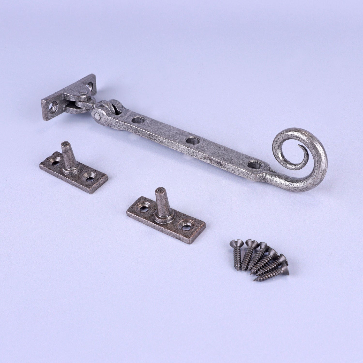 Hand Forged Monkey Tail Window Stay Pewter Finish Adjustable Casement Stay