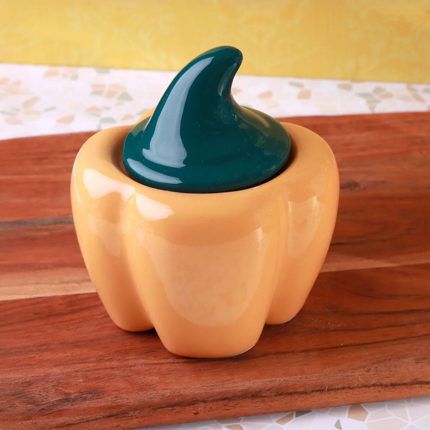 Garden Harvest Ceramic Bell Pepper Pot Elegant Organic Form Storage Jar