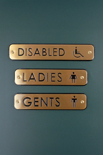 Satin Brass Engraved Door Sign for Ladies Gents or Disabled