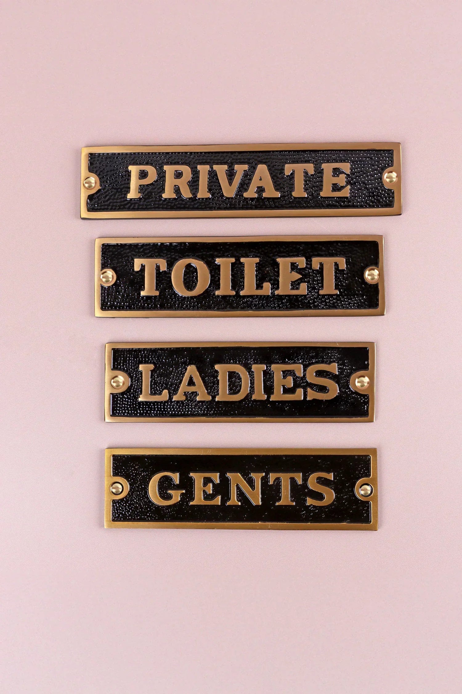 British Pub Black and Brass Raised-Letter Door Sign — lifestyle view, G Decor
