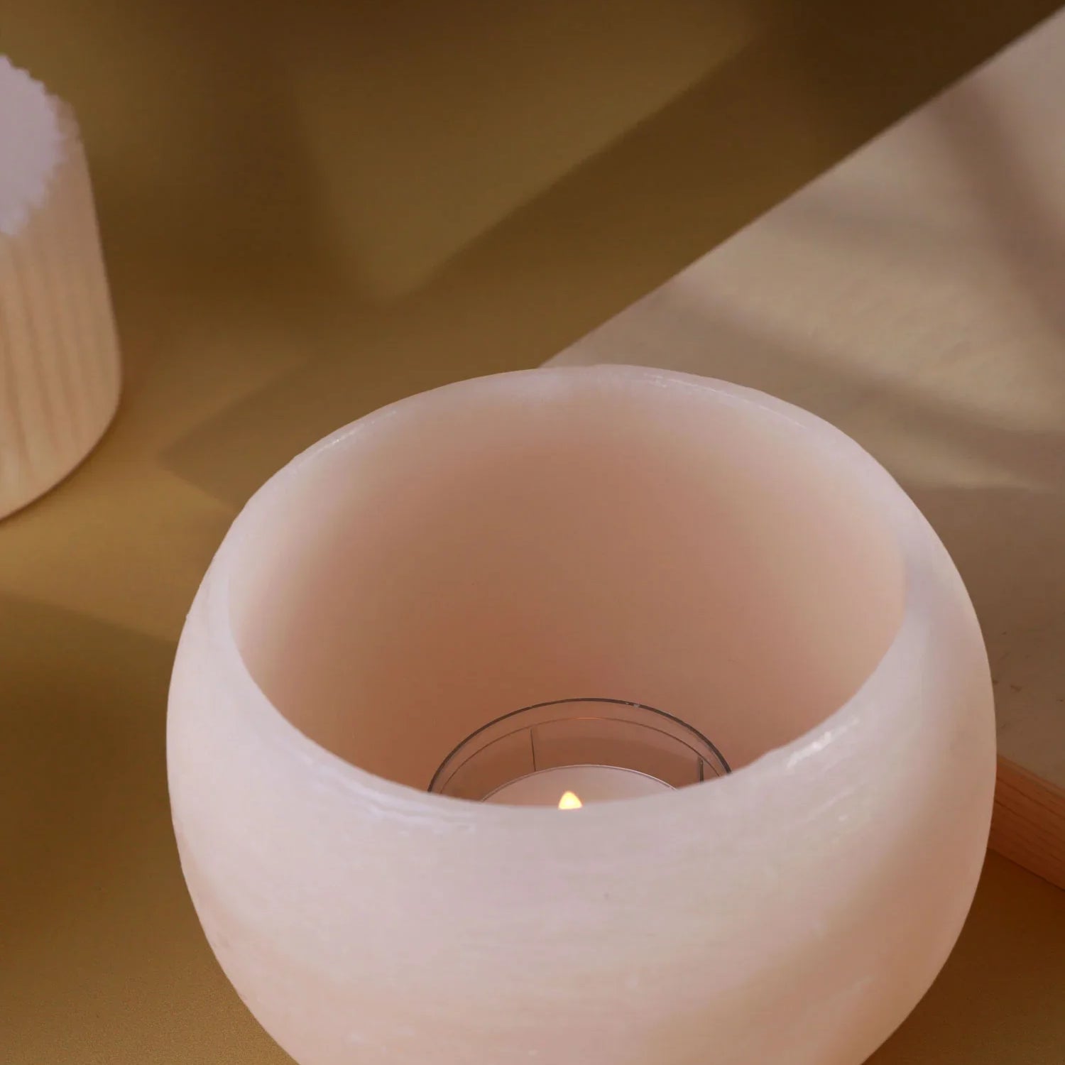 Pastelle Wax Tealight Holder Lantern Soft Blush Glow Shell with Replaceable Tealight