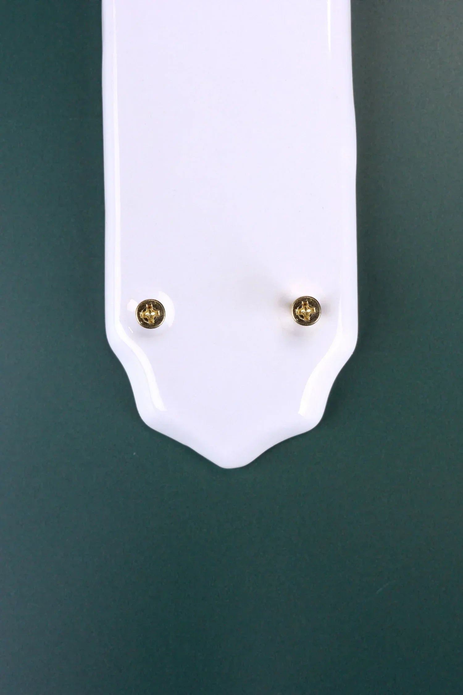 Classic White Ceramic Door Finger Push Plate with Brass Fixings — lifestyle view, G Decor