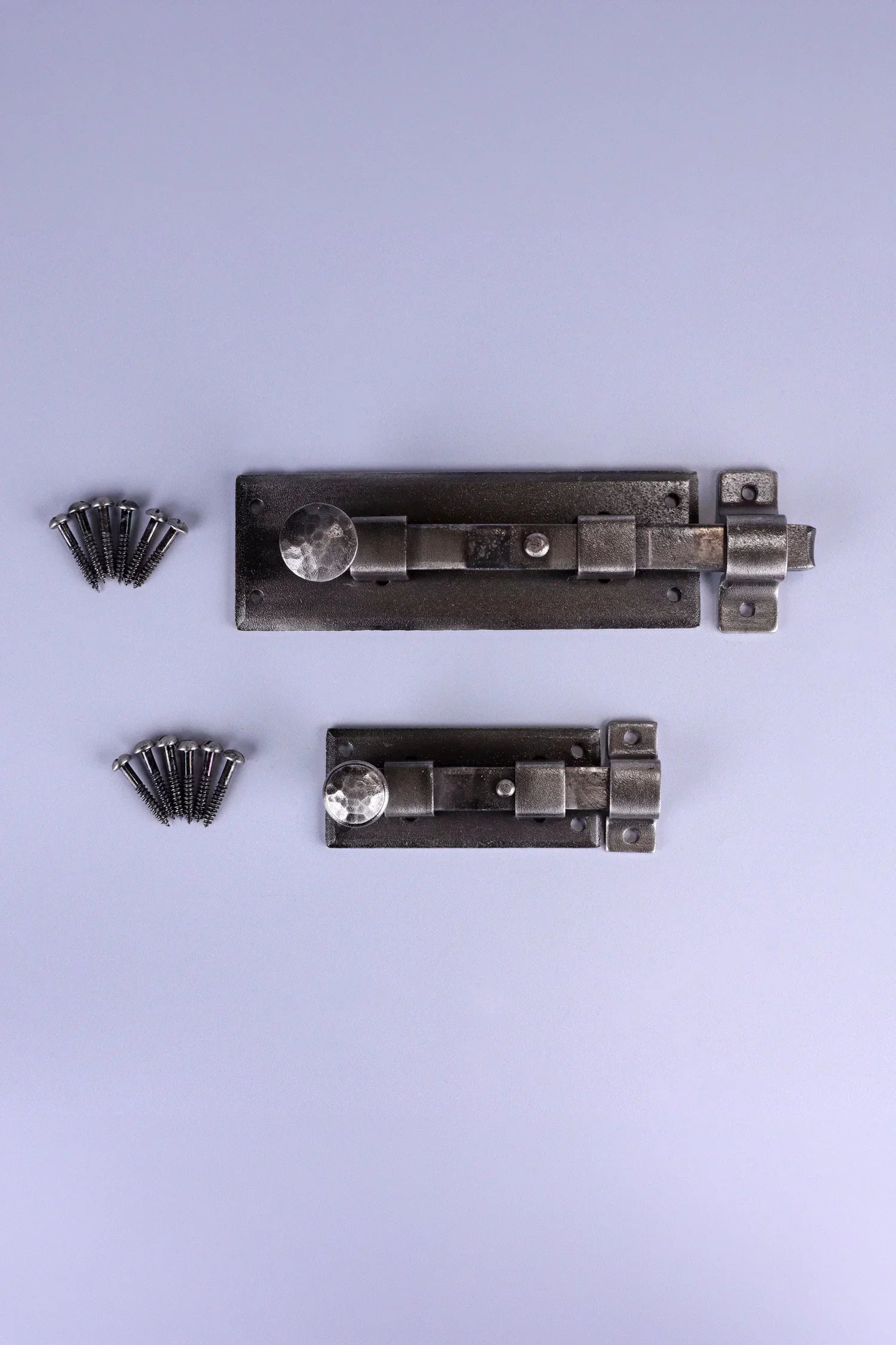 Hand-Forged Hammered Iron Sliding Door Bolt, Pewter — alternate view, G Decor