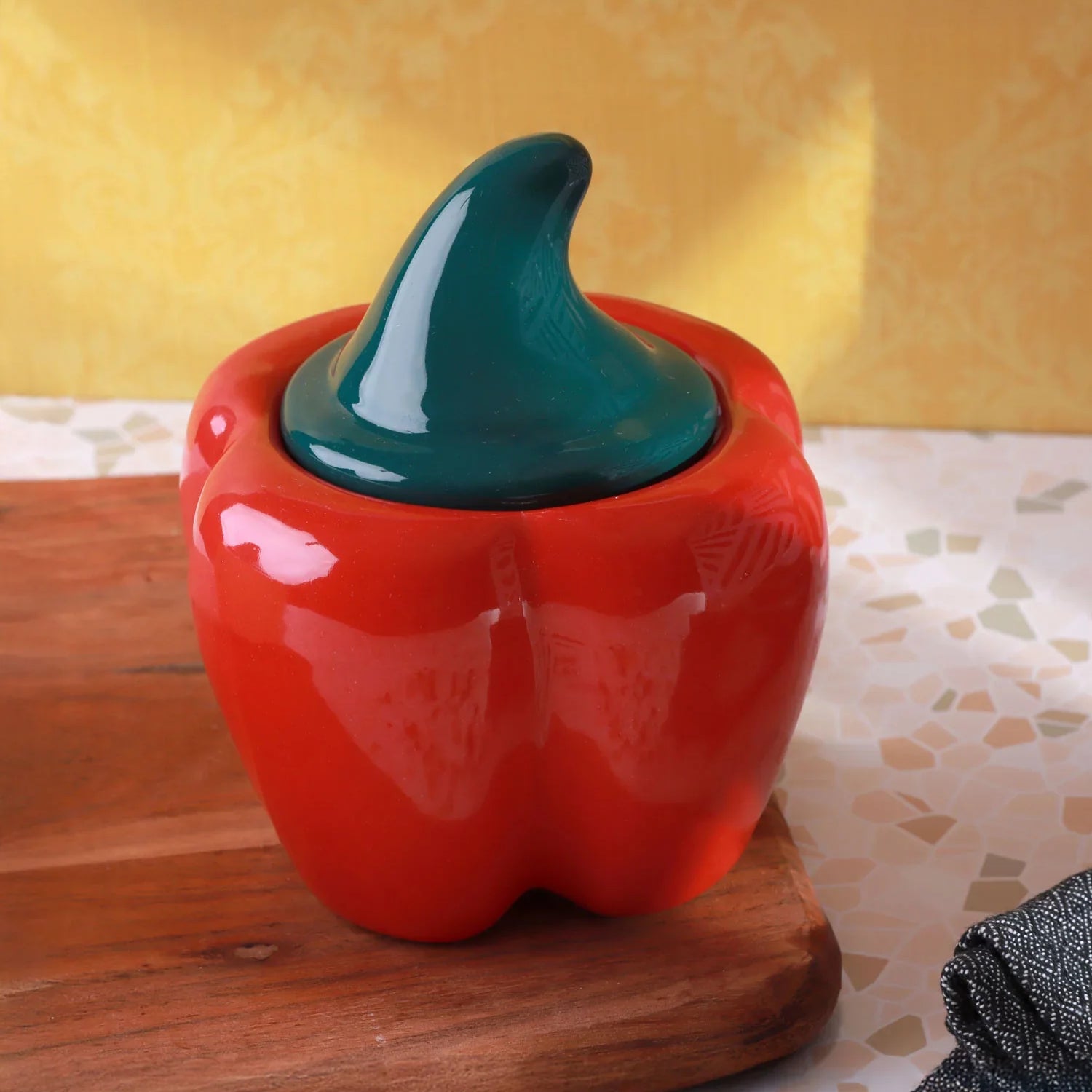 Garden Harvest Ceramic Bell Pepper Pot Elegant Organic Form Storage Jar