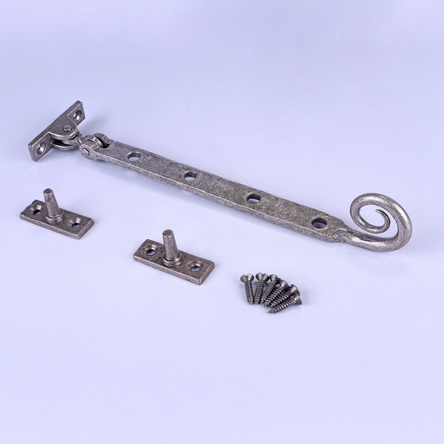 Hand Forged Monkey Tail Window Stay Pewter Finish Adjustable Casement Stay