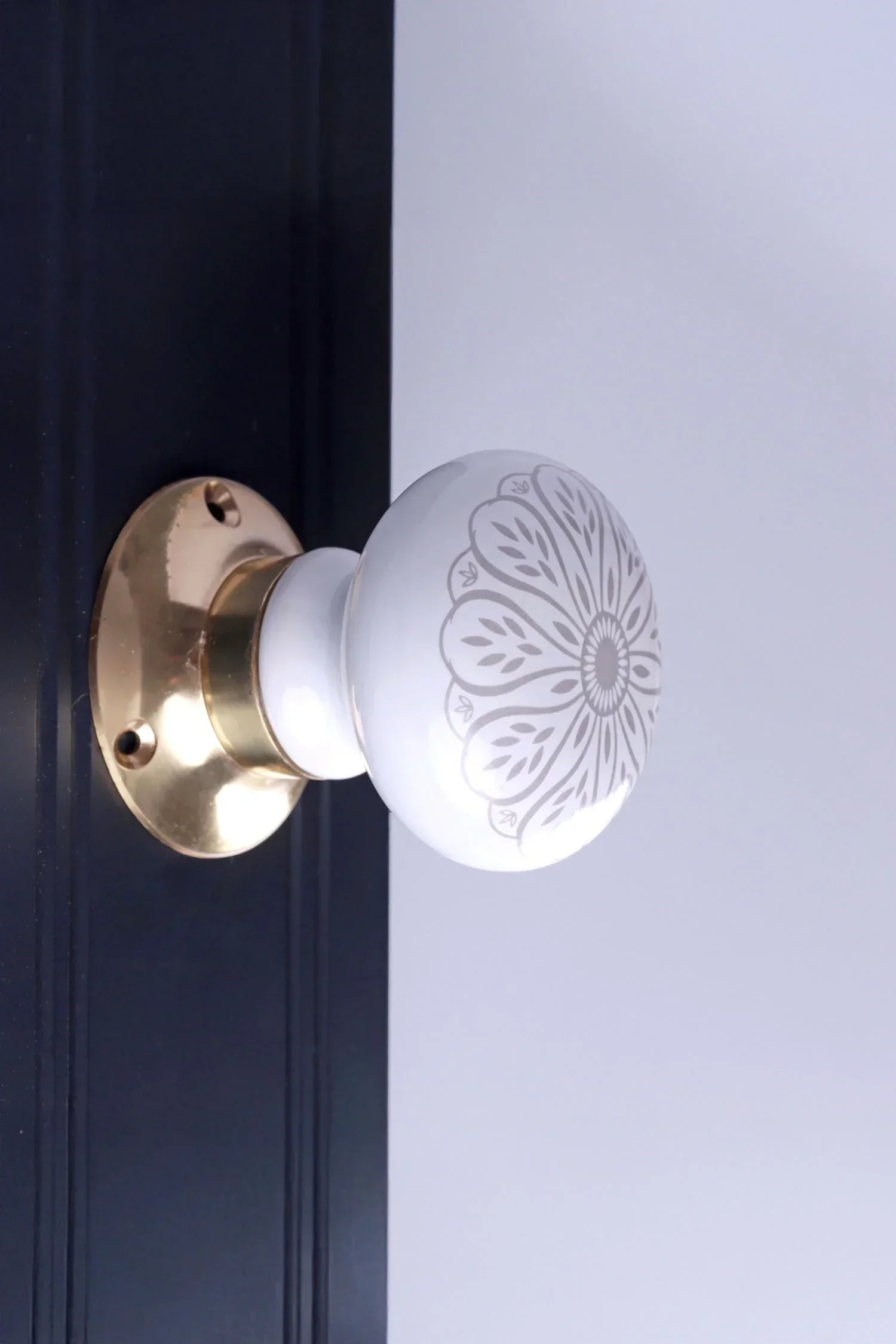 Success Porcelain Mortice Door Knobs with Brass Base — alternate view, G Decor