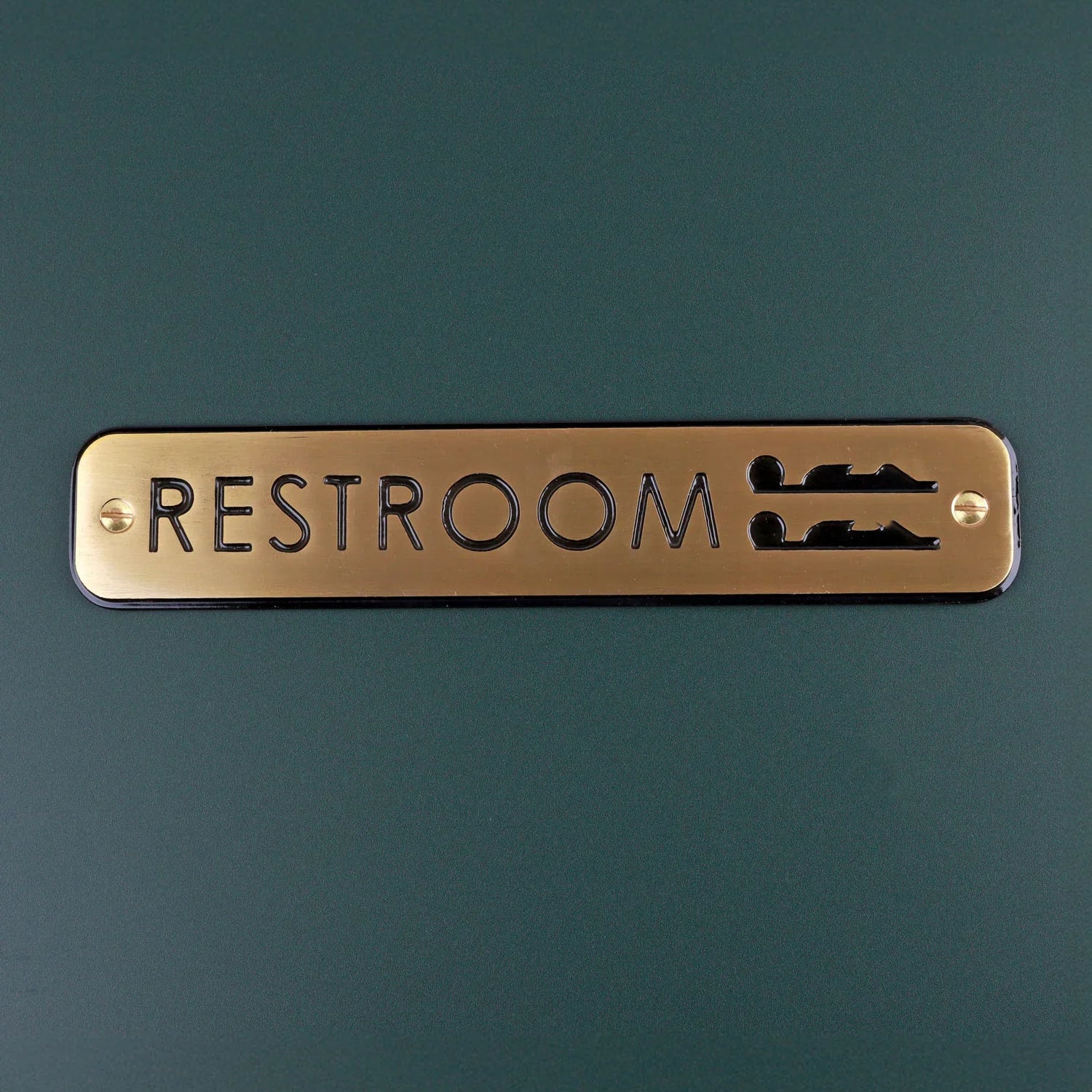 Premium Lacquered Satin Brass Door Sign Engraved Restroom, Toilets or Private Plaque for Indoor or Outdoor Display