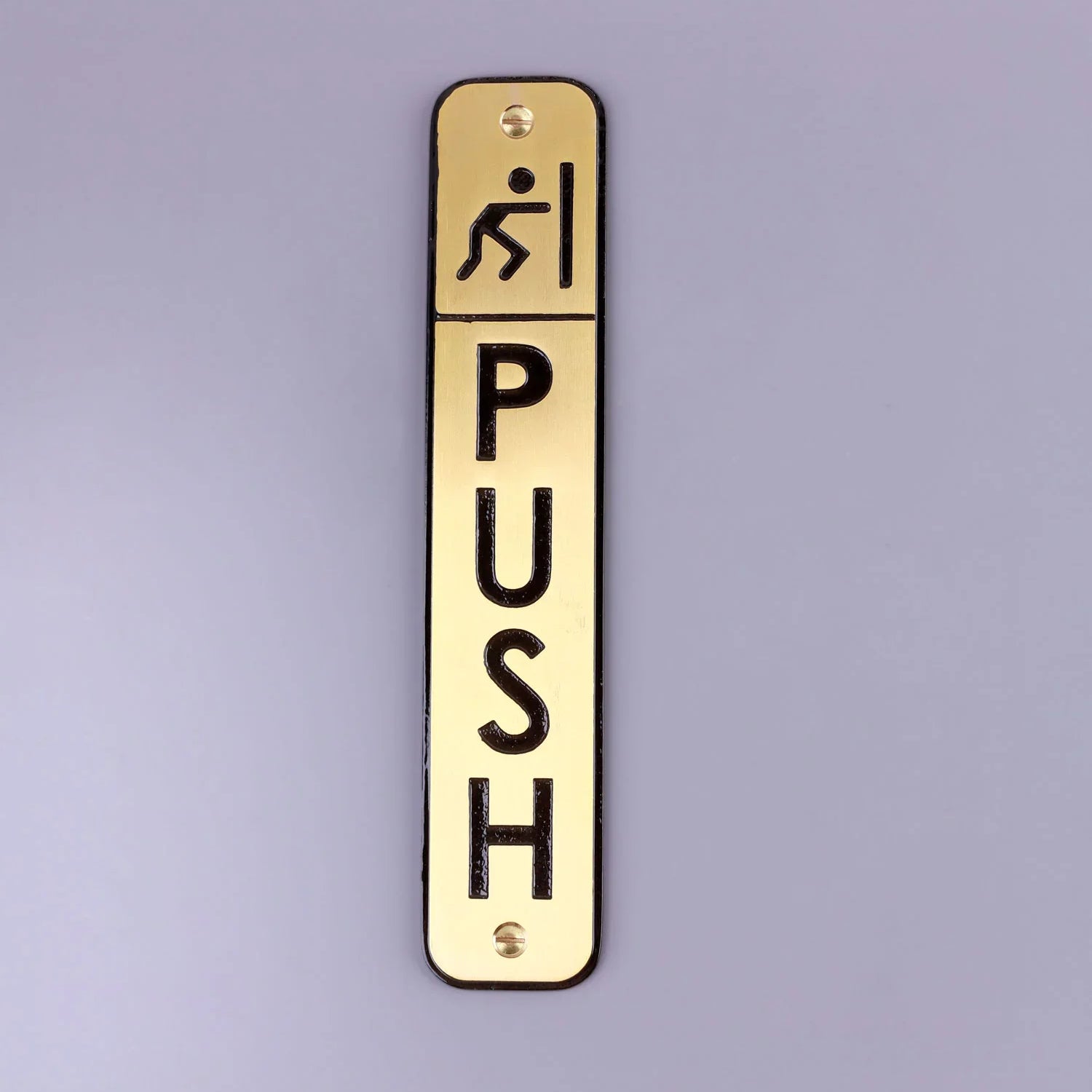 Premium Lacquered Polished Brass Door Sign Engraved Push, Pull, Exit, or Office Plaque for Indoor or Outdoor Display