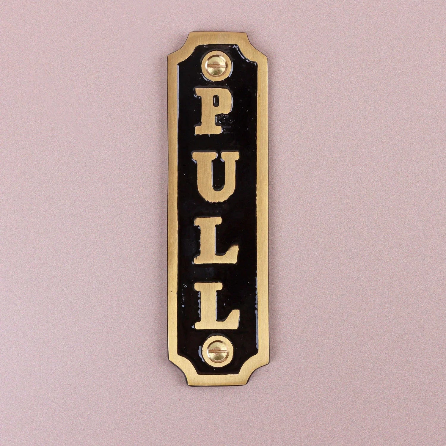 Premium Classic Pub Lacquered Black & Brass Door Sign Raised Letter Push, Pull, Private, Toilet, Ladies, or Gents Plaque for Indoor or Outdoor Display